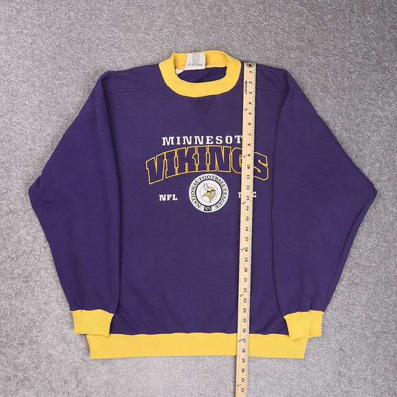 Vintage NFL Minnesota Vikings XL Purple Yellow Long Sleeve Pullover Sweatshirt - Picture 3 of 11